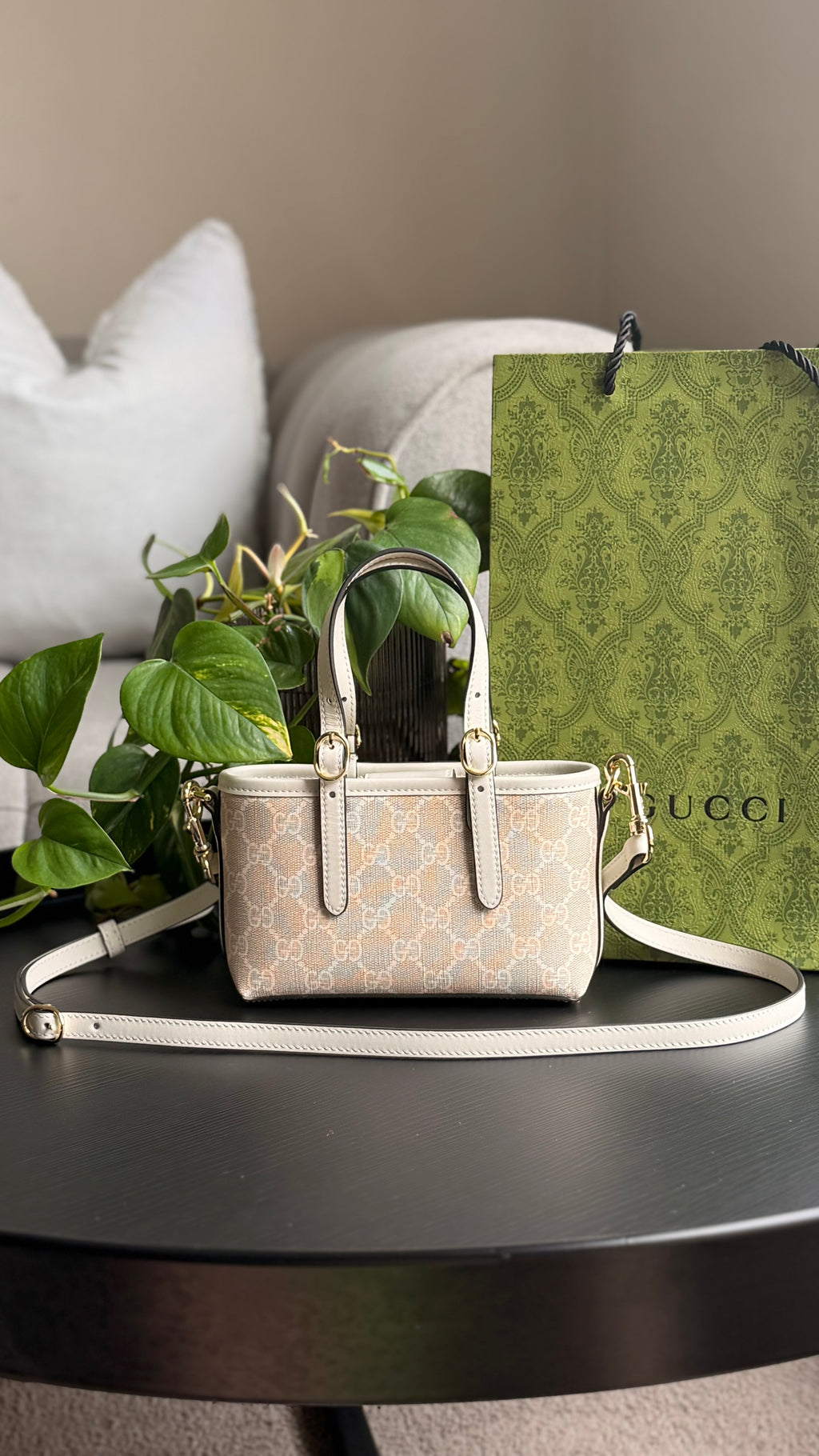 Mini Bag - White Emblem with Matching Purse